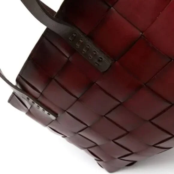 Dragon Diffusion Burgundy Leather Tote Bags Two top tlat handles Burgundy